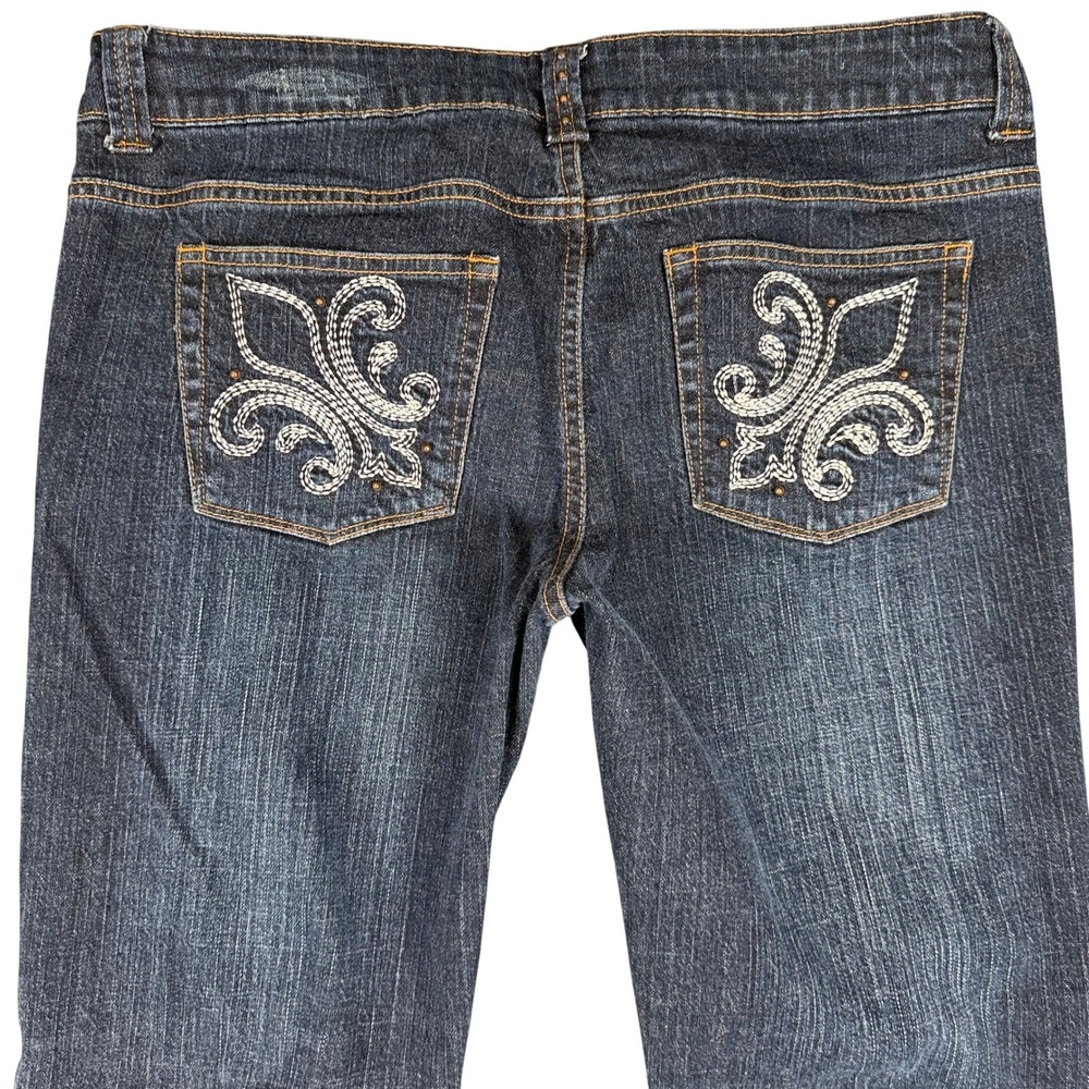 US Polo Assn Womens Dark Wash Bootcut Jeans Embroidered Fleur De Lis Size 10